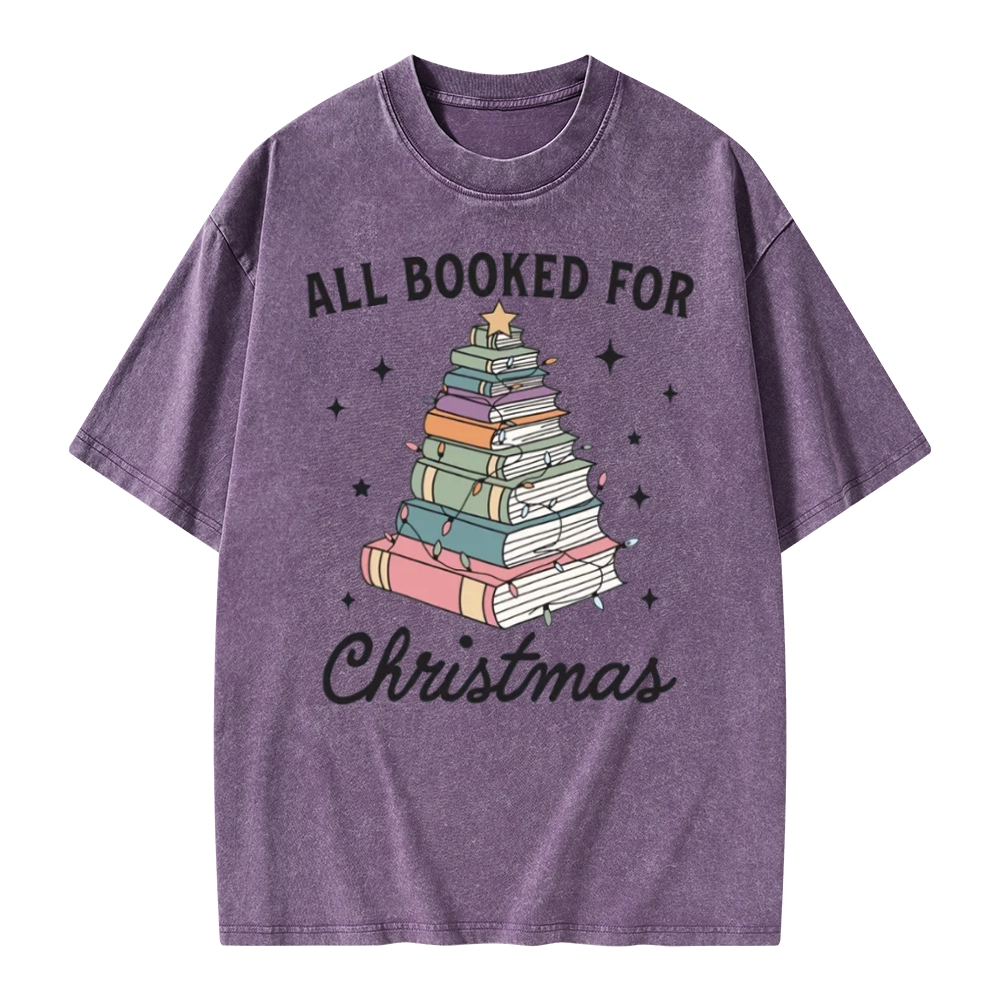 Pagewings All Booked For Christmas Unisex Washed T-shirt