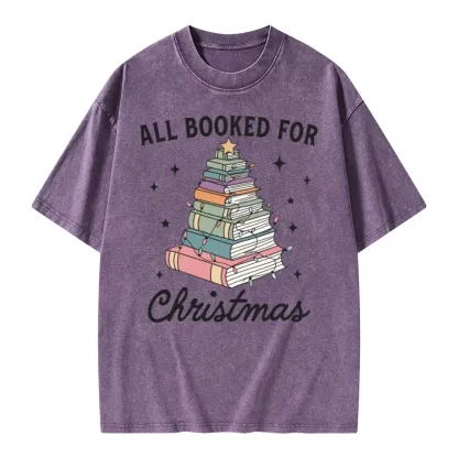 Pagewings All Booked For Christmas Unisex Washed T-shirt