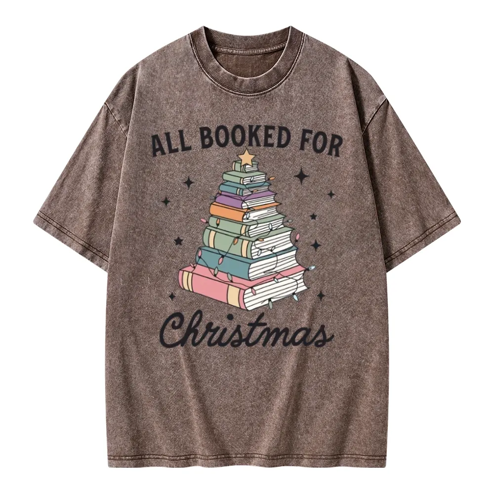 Pagewings All Booked For Christmas Unisex Washed T-shirt