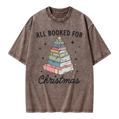 Pagewings All Booked For Christmas Unisex Washed T-shirt