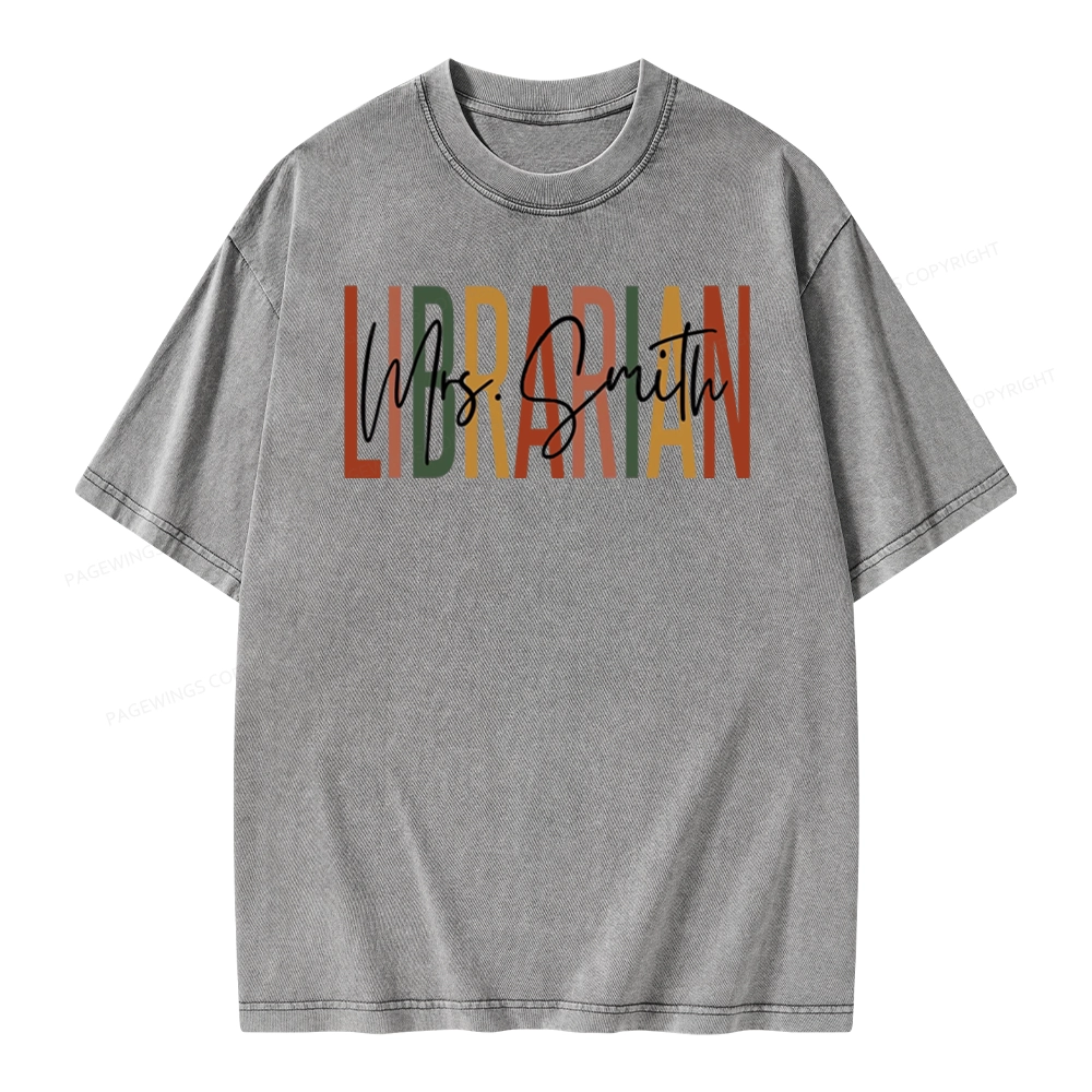Pagewing Personalized Librarian Unisex Washed T-shirt