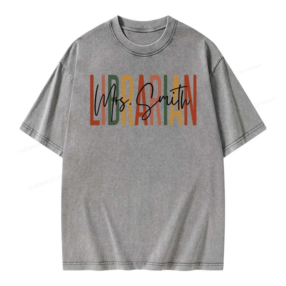Pagewing Personalized Librarian Unisex Washed T-shirt
