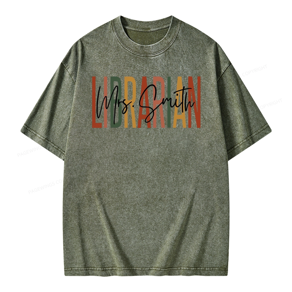 Pagewing Personalized Librarian Unisex Washed T-shirt