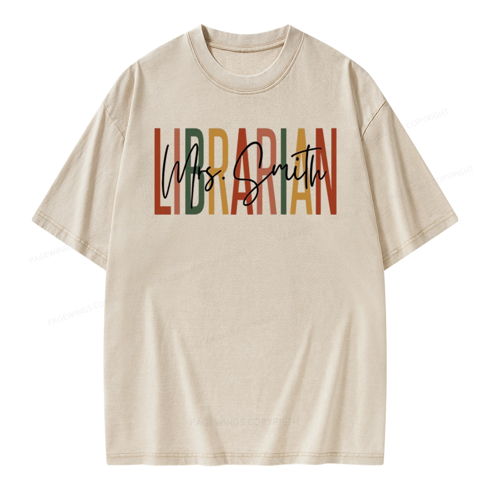 Pagewing Personalized Librarian Unisex Washed T-shirt