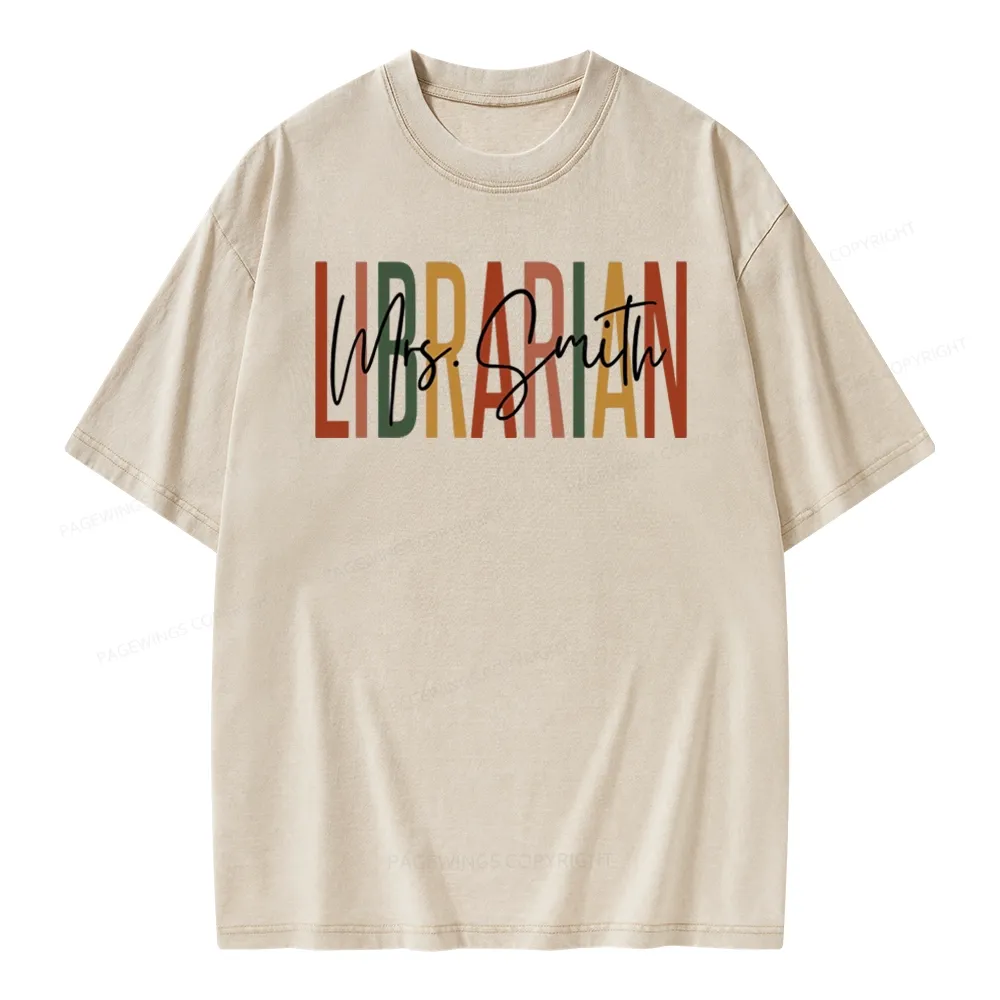 Pagewing Personalized Librarian Unisex Washed T-shirt