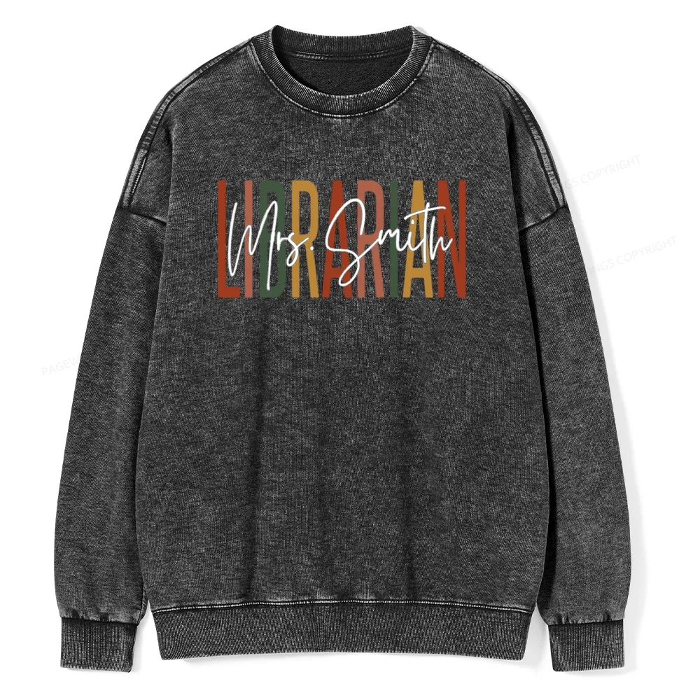 Pagewing Personalized Librarian Unisex Washed Sweatshirt