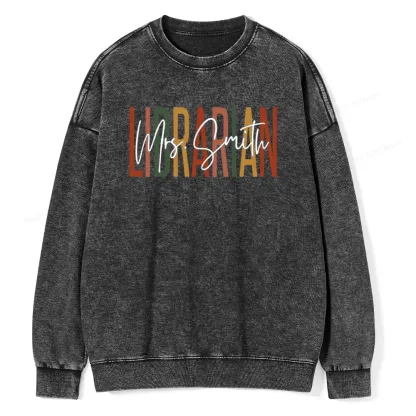Pagewing Personalized Librarian Unisex Washed Sweatshirt