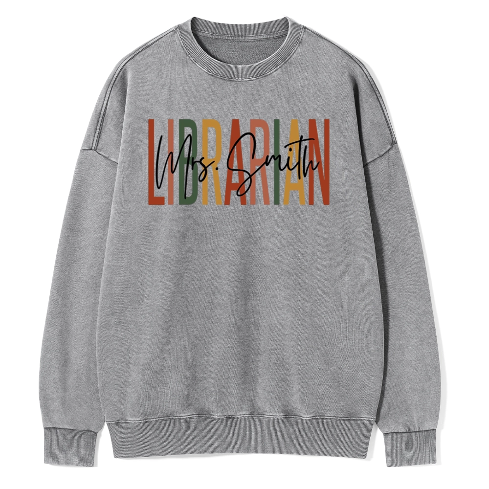 Pagewing Personalized Librarian Unisex Washed Sweatshirt