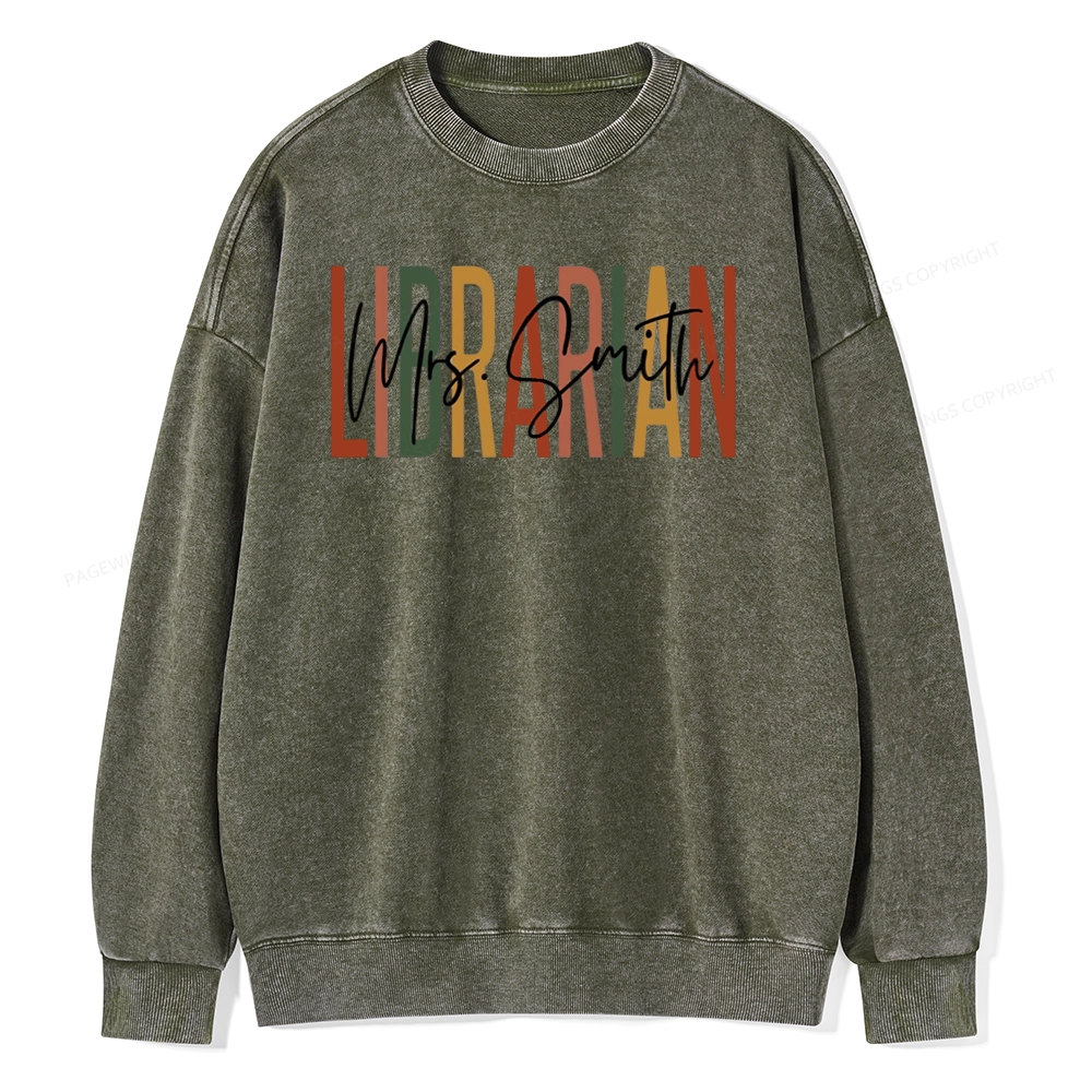Pagewing Personalized Librarian Unisex Washed Sweatshirt