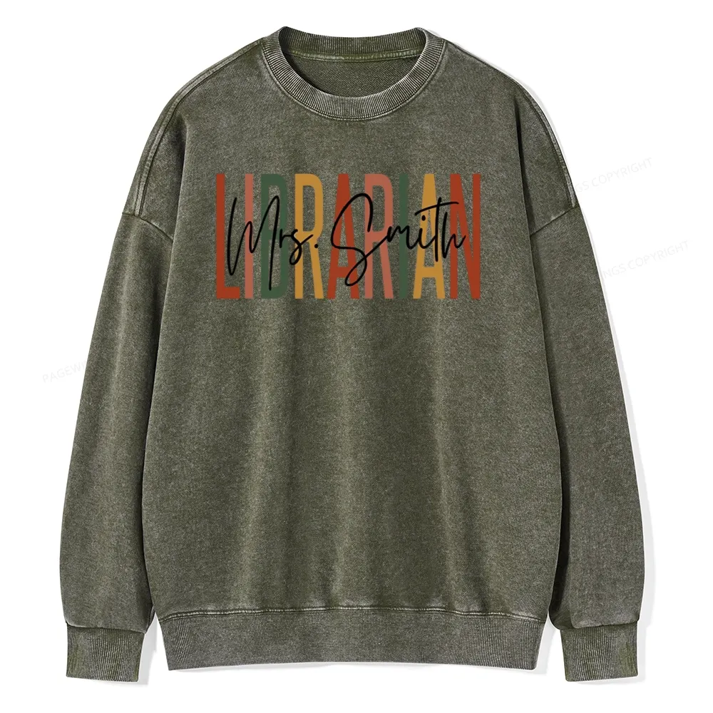Pagewing Personalized Librarian Unisex Washed Sweatshirt