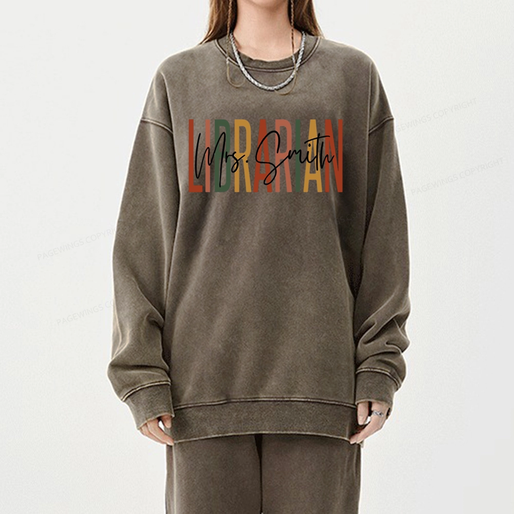 Pagewing Personalized Librarian Unisex Washed Sweatshirt