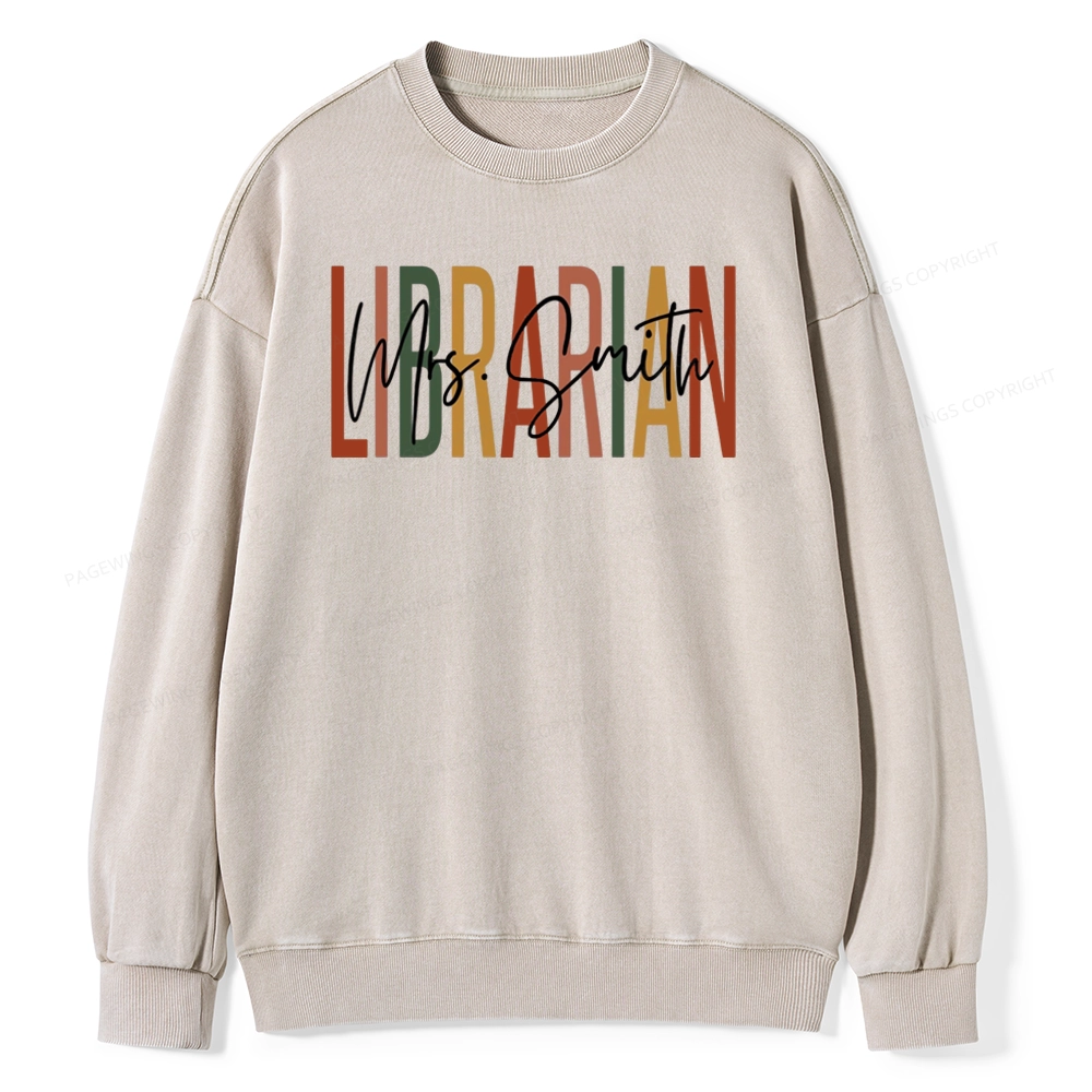 Pagewing Personalized Librarian Unisex Washed Sweatshirt