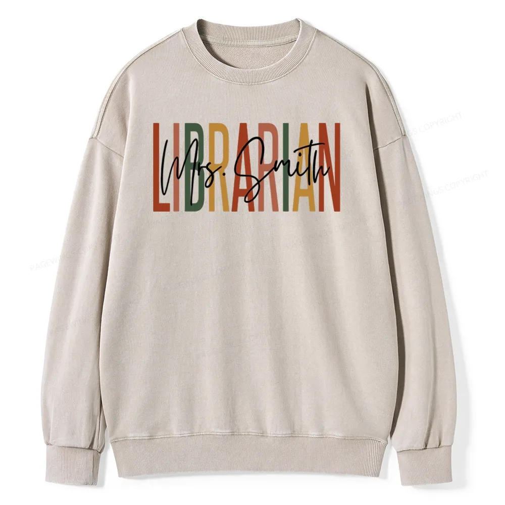 Pagewing Personalized Librarian Unisex Washed Sweatshirt