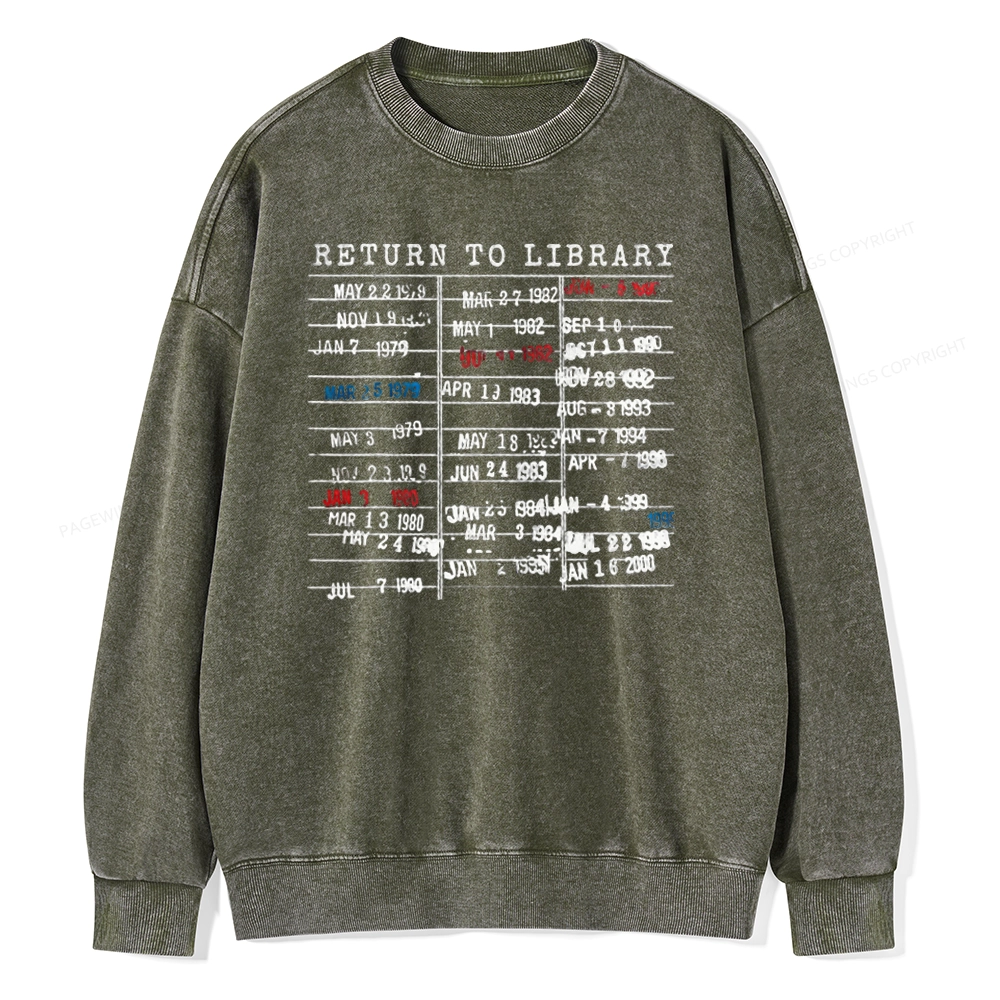 Pagewing Return To Library Unisex Washed Sweatshirt