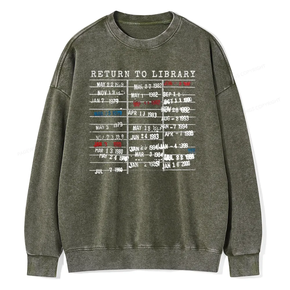 Pagewing Return To Library Unisex Washed Sweatshirt