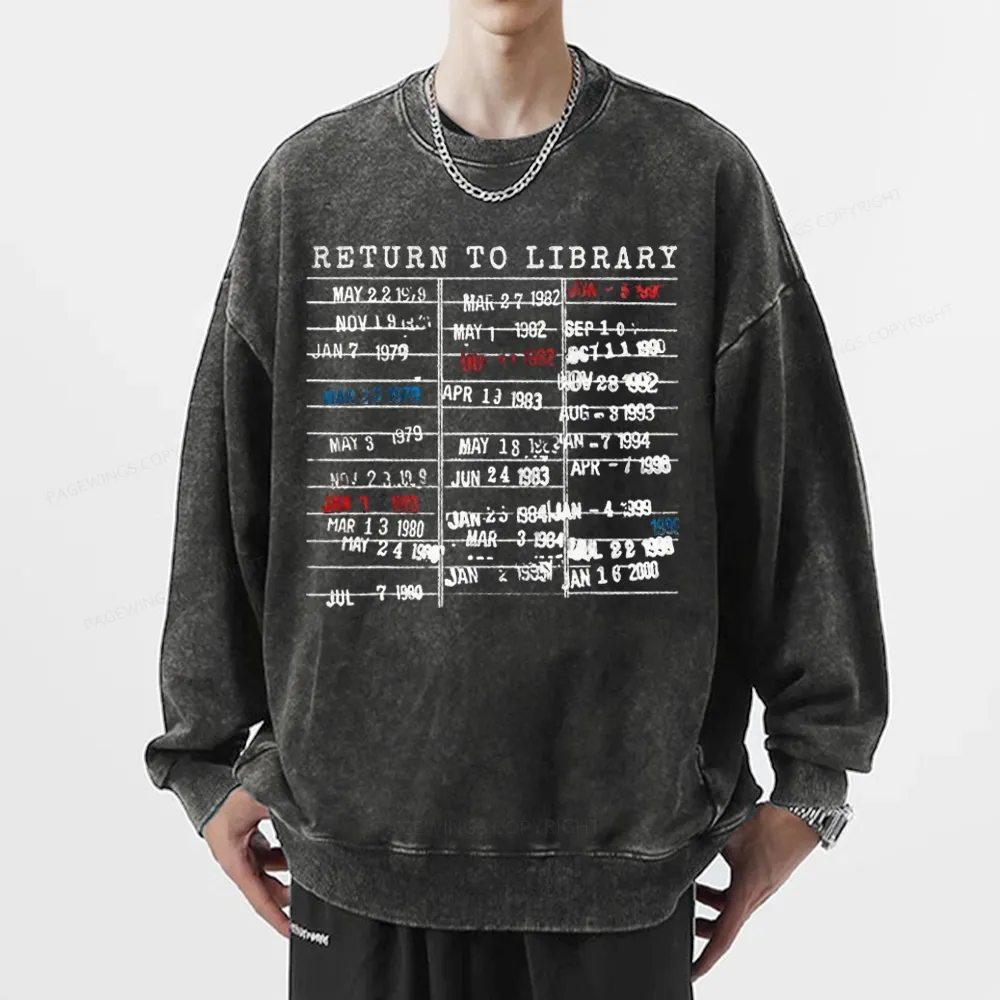 Pagewing Return To Library Unisex Washed Sweatshirt