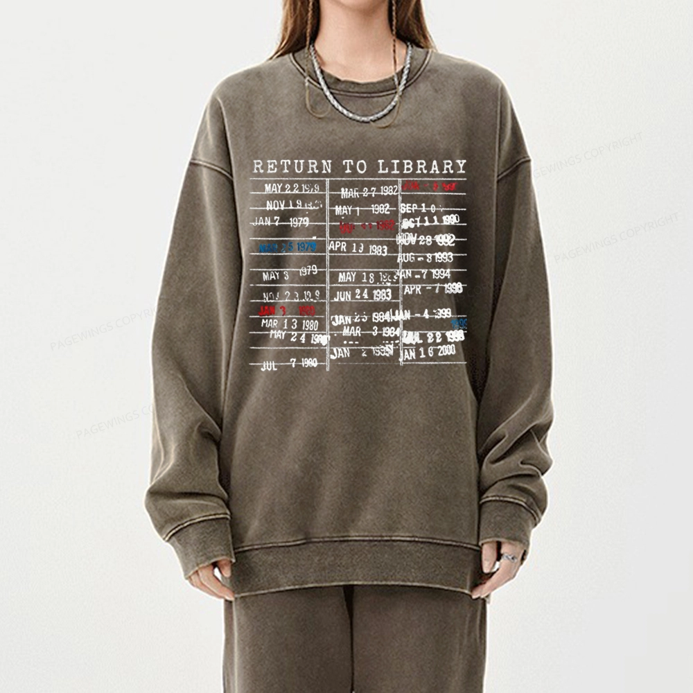 Pagewing Return To Library Unisex Washed Sweatshirt