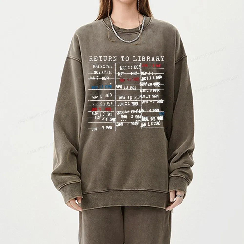Pagewing Return To Library Unisex Washed Sweatshirt