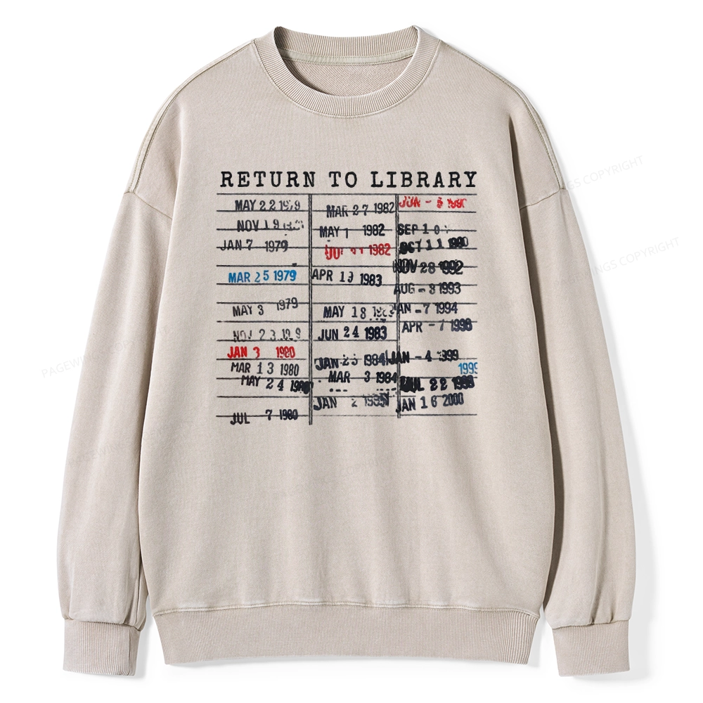 Pagewing Return To Library Unisex Washed Sweatshirt