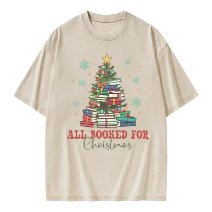 Pagewings All Booked for Christmas Unisex Washed T-shirt