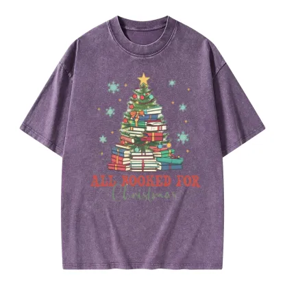 Pagewings All Booked for Christmas Unisex Washed T-shirt