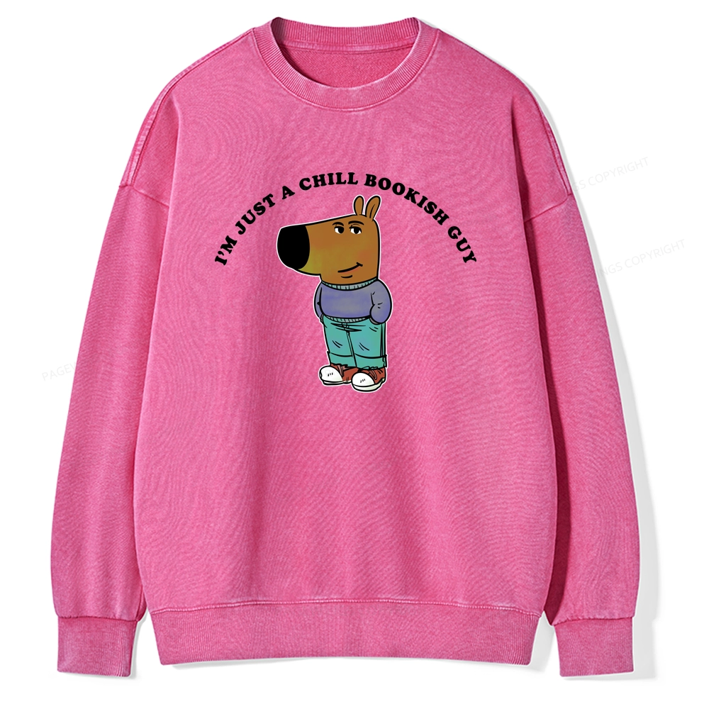 Pagewing A Chill Bookish Guy Unisex Washed Sweatshirt