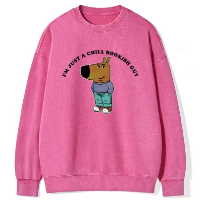 Pagewing A Chill Bookish Guy Unisex Washed Sweatshirt