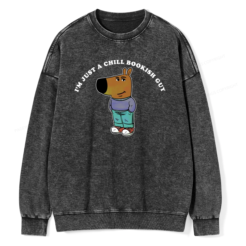 Pagewing A Chill Bookish Guy Unisex Washed Sweatshirt