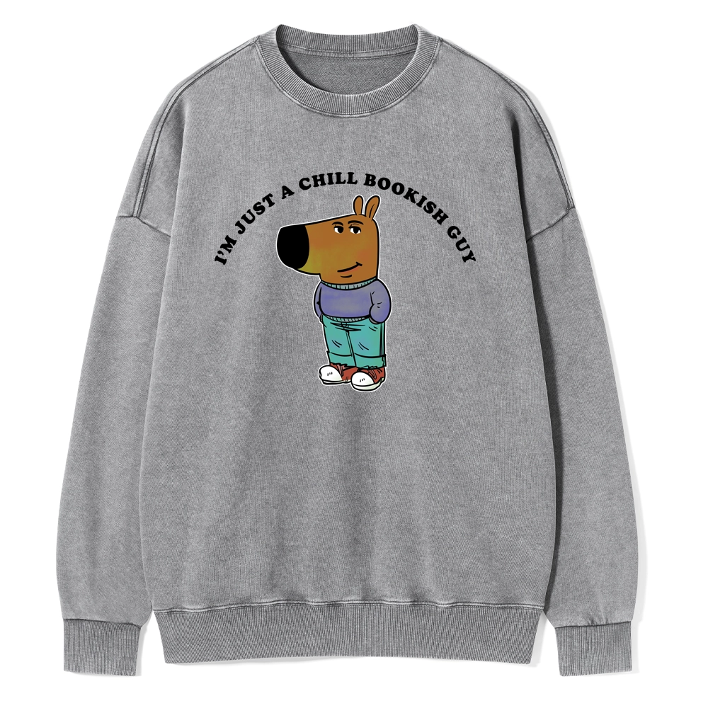 Pagewing A Chill Bookish Guy Unisex Washed Sweatshirt