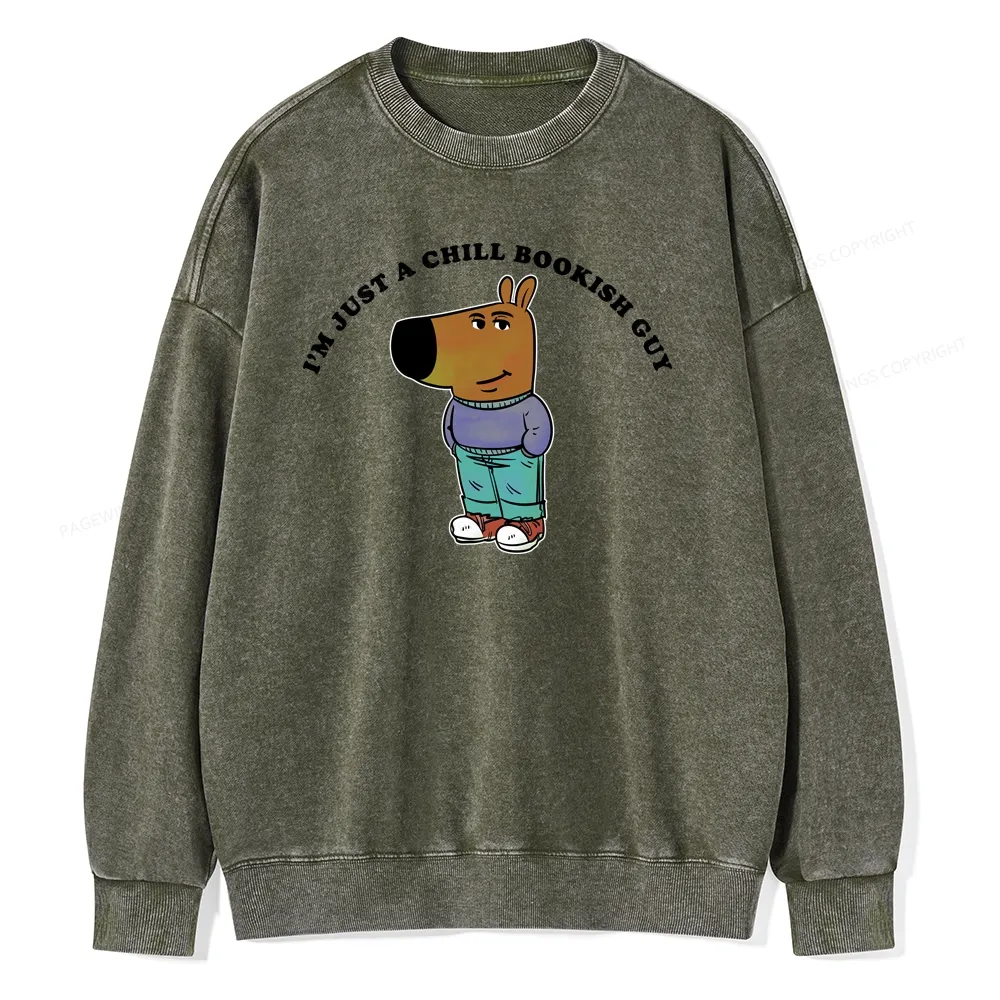 Pagewing A Chill Bookish Guy Unisex Washed Sweatshirt