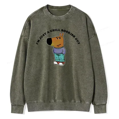 Pagewing A Chill Bookish Guy Unisex Washed Sweatshirt