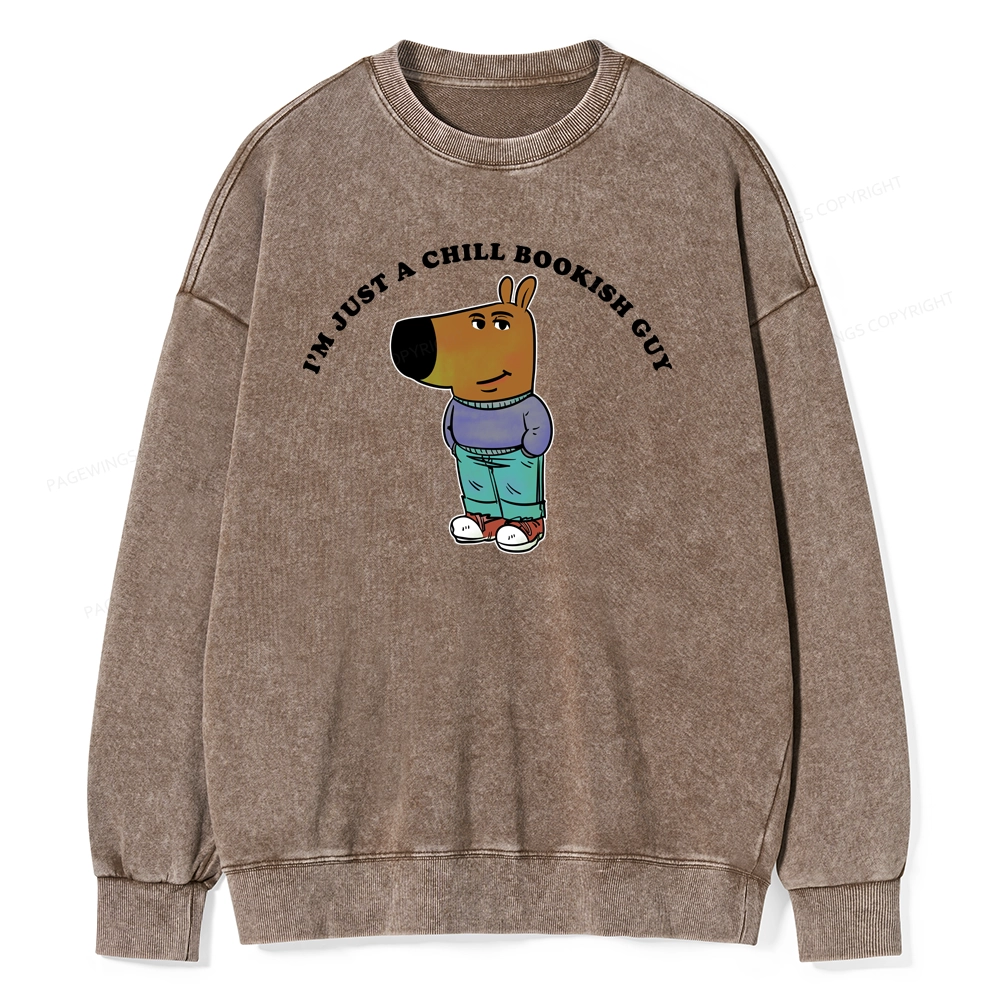 Pagewing A Chill Bookish Guy Unisex Washed Sweatshirt