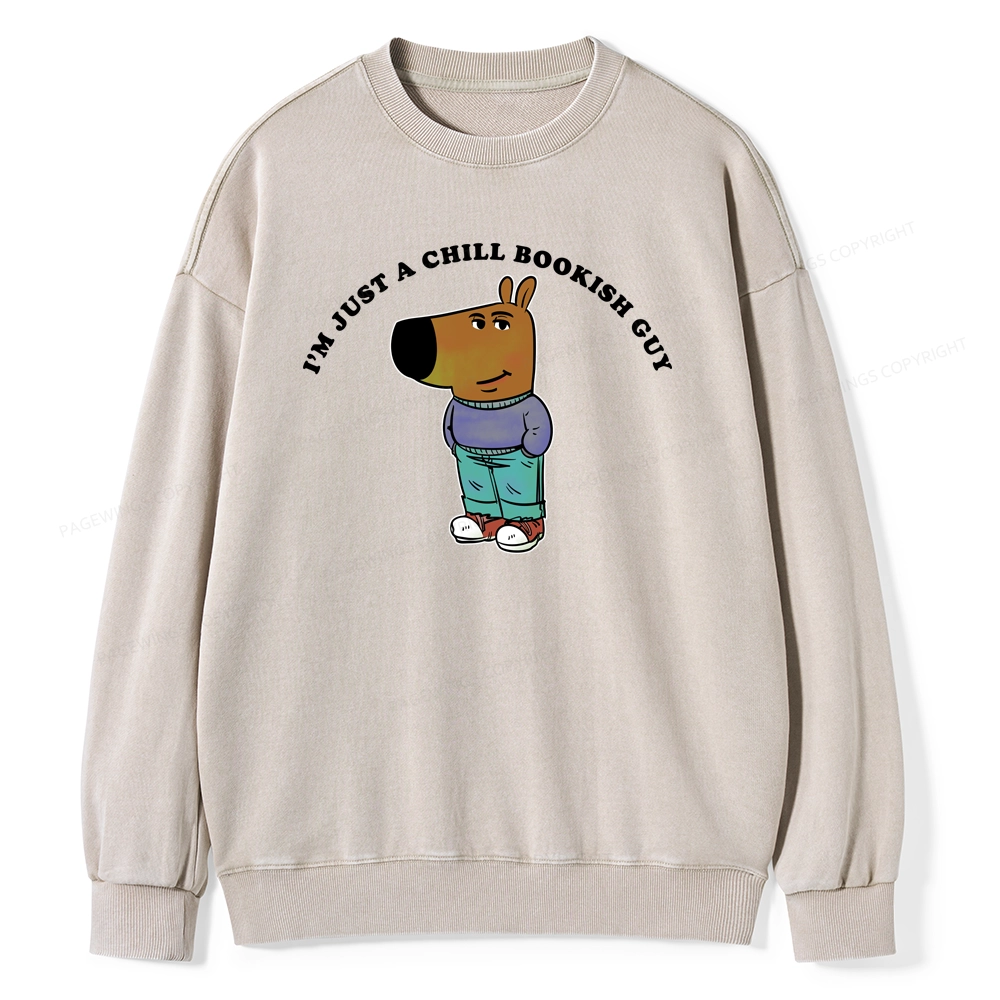 Pagewing A Chill Bookish Guy Unisex Washed Sweatshirt