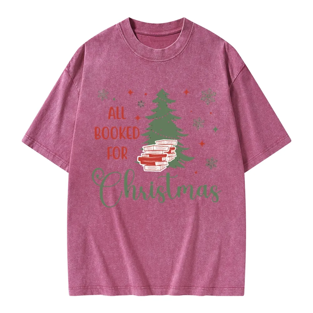 Pagewings All Booked for Christmas Unisex Washed T-shirt