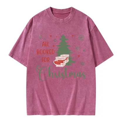 Pagewings All Booked for Christmas Unisex Washed T-shirt