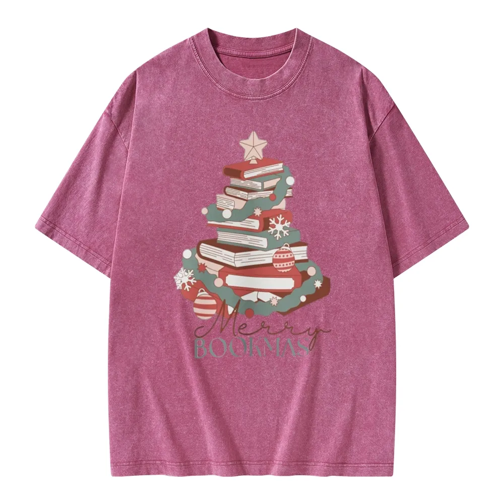 Pagewings Merry Bookmas Unisex Washed T-shirt