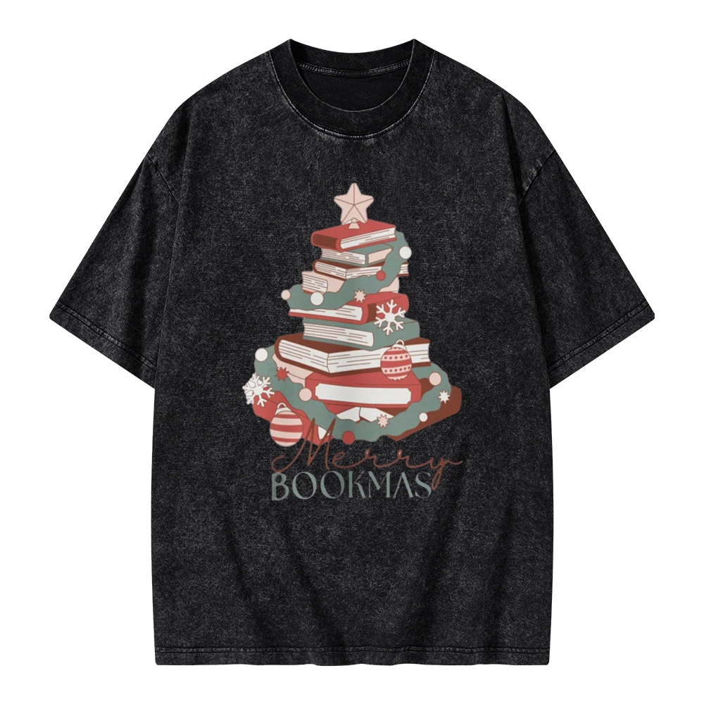 Pagewings Merry Bookmas Unisex Washed T-shirt