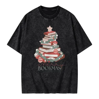 Pagewings Merry Bookmas Unisex Washed T-shirt