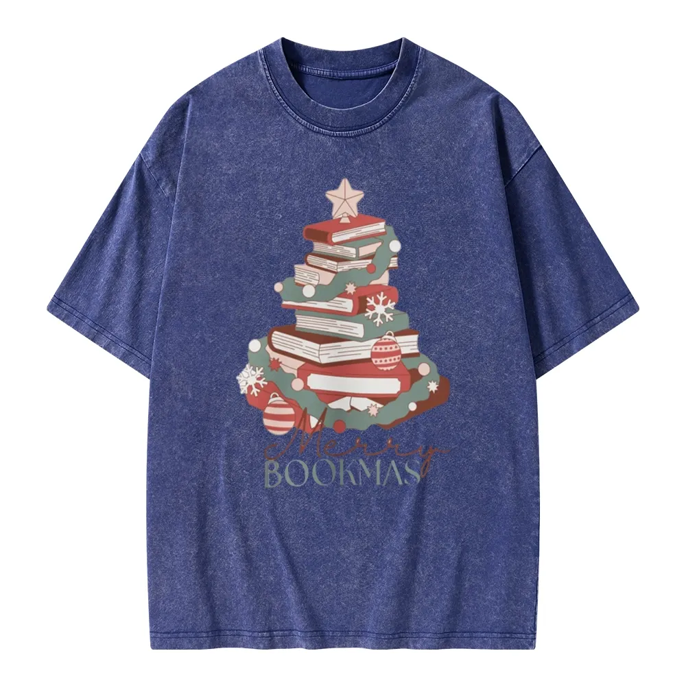 Pagewings Merry Bookmas Unisex Washed T-shirt