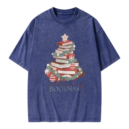 Pagewings Merry Bookmas Unisex Washed T-shirt