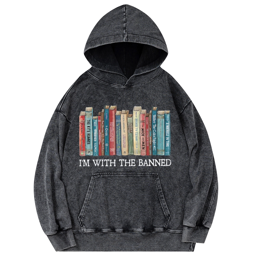 Pagewings I'm With The Banned Unisex Washed Hoodie