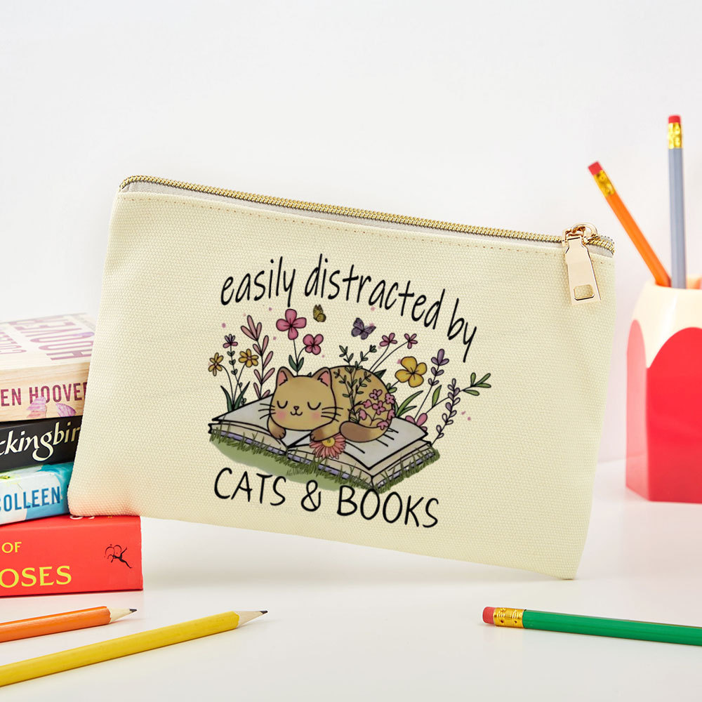 Pagewings Easily Distracted By Cats And Books Pouch
