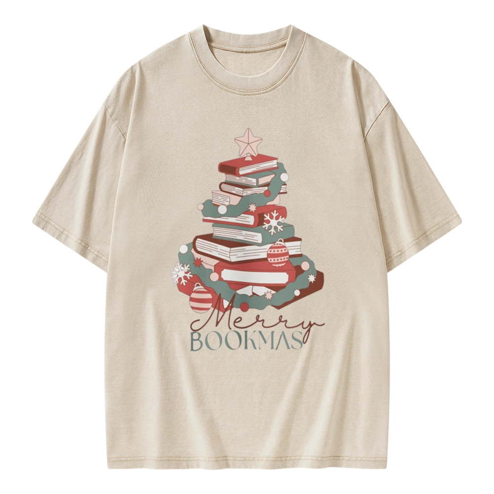 Pagewings Merry Bookmas Unisex Washed T-shirt