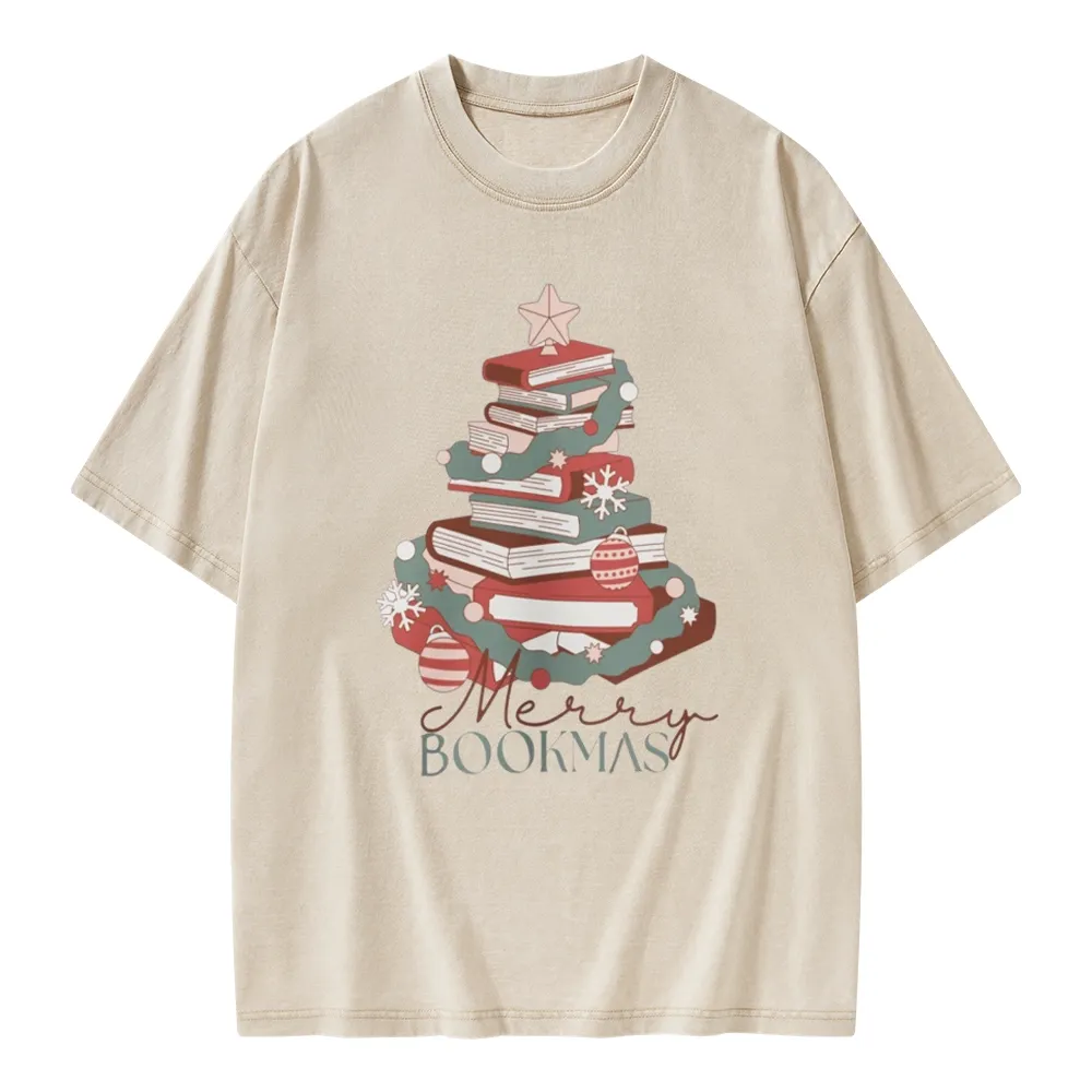 Pagewings Merry Bookmas Unisex Washed T-shirt