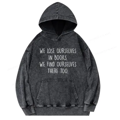Pagewings Lose Ourselves In Books Unisex Washed Hoodie