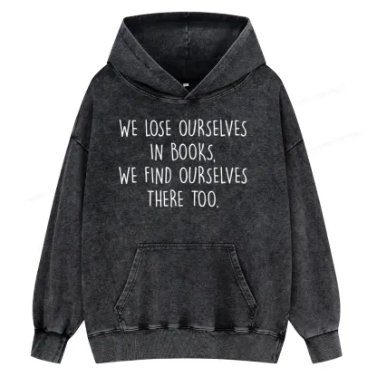 Pagewings Lose Ourselves In Books Unisex Washed Hoodie