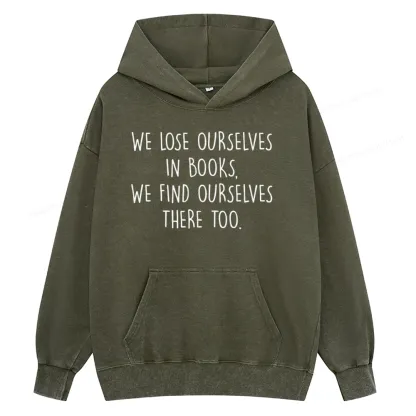 Pagewings Lose Ourselves In Books Unisex Washed Hoodie