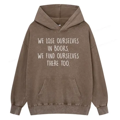 Pagewings Lose Ourselves In Books Unisex Washed Hoodie