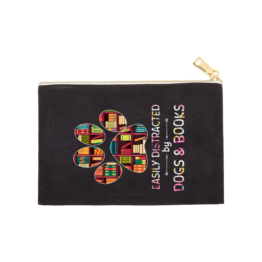 Pagewings Easily Distracted By Dogs And Books  Pouch