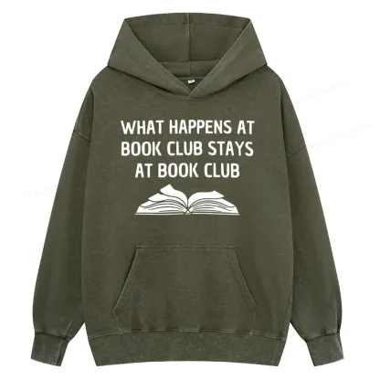 Pagewings What Happens At Book Club Stays At Book Club Unisex Washed Hoodie